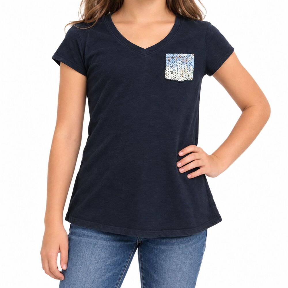 🔥 5 for $30 🔥 Justice Girls Sequin Pocket Short Sleeve Tee | Size 10